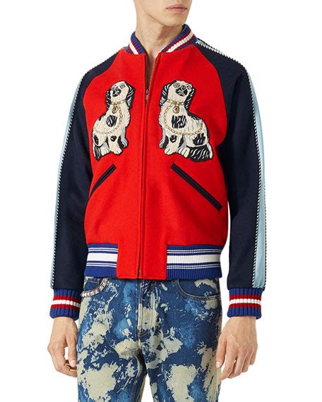 gucci king charles spaniel dog bomber jacket red|Jackets & Coats .